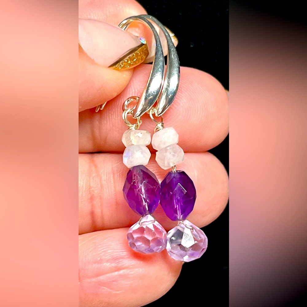 Elegant GenuineAmethyst and lovely moonstone Beaded Earrin…